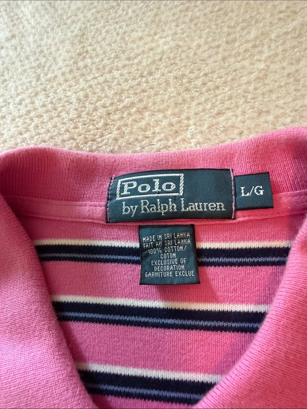 Polo by Ralph Lauren Pink Navy Striped Polo Shirt